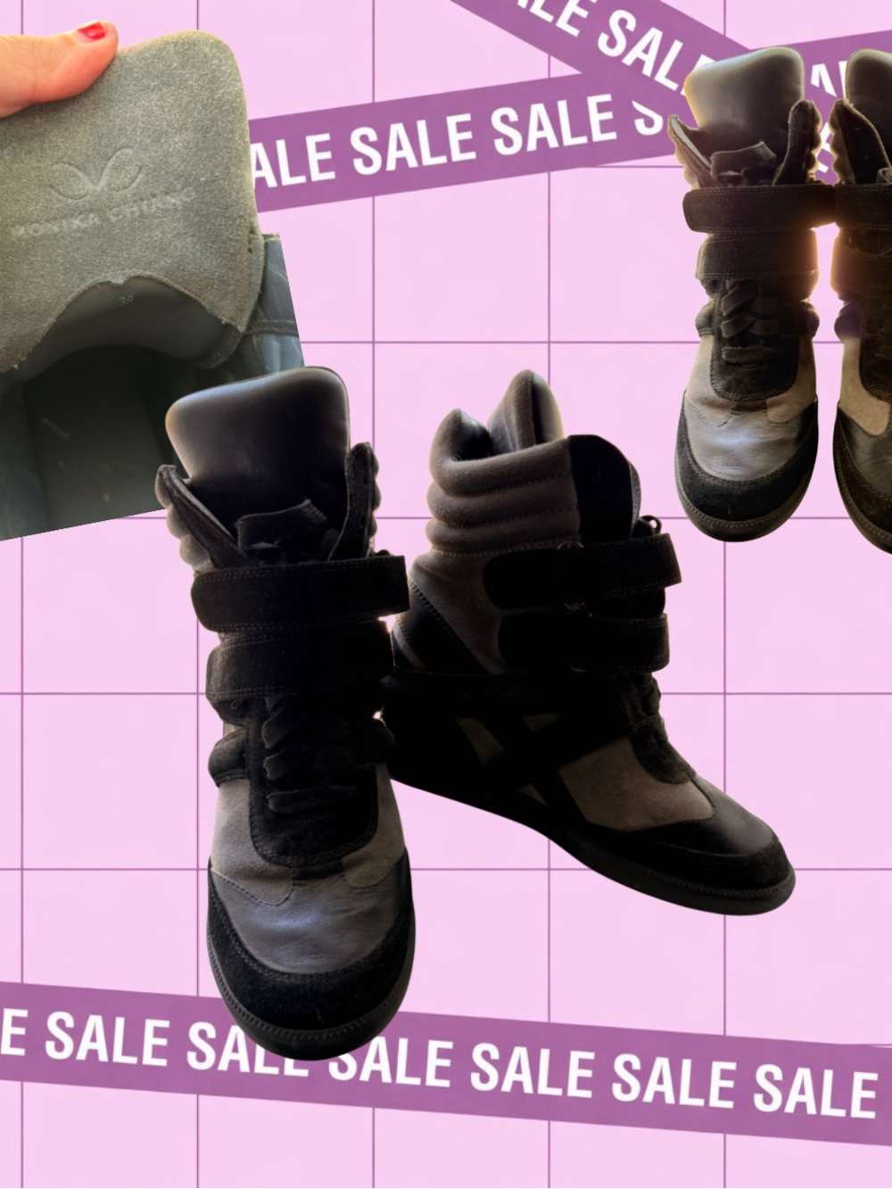High-Top Wedge Sneakers - Black & Gray Women’s Shoes